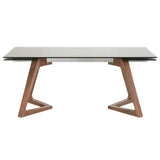 Axel Extension Dining Table in Walnut, Chrome, Smoke Gray Glass - 1602-DT.WAL/SGRY