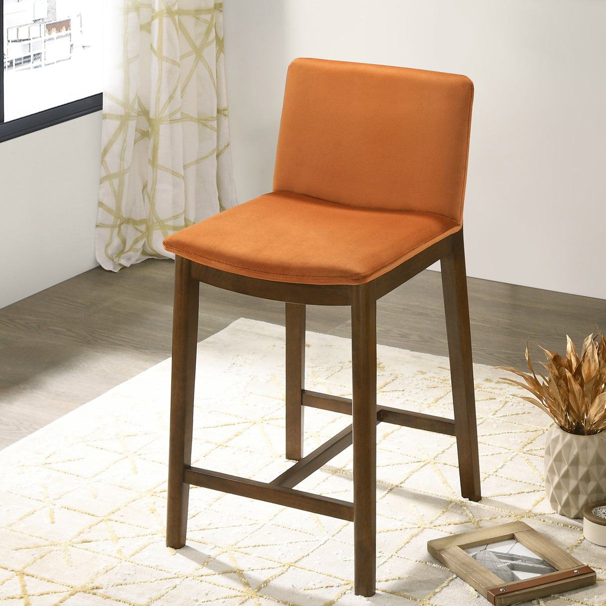 Shannon Counter Chair In Burnt Orange Velvet - STL00401203