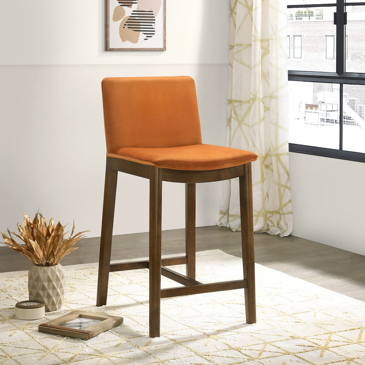 Shannon Counter Chair In Burnt Orange Velvet - STL00401203