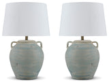 Shawburg 2-Piece Table Lamp Set in Antique Green from Ashley - Luna Furniture