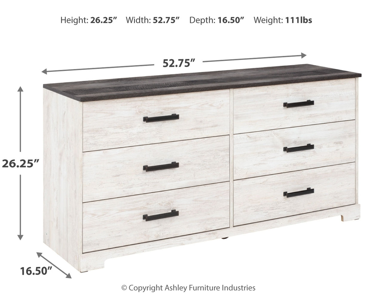 Shawburn Full Panel Headboard Bed with Dresser and 2 Nightstands in Whitewash - PKG009341