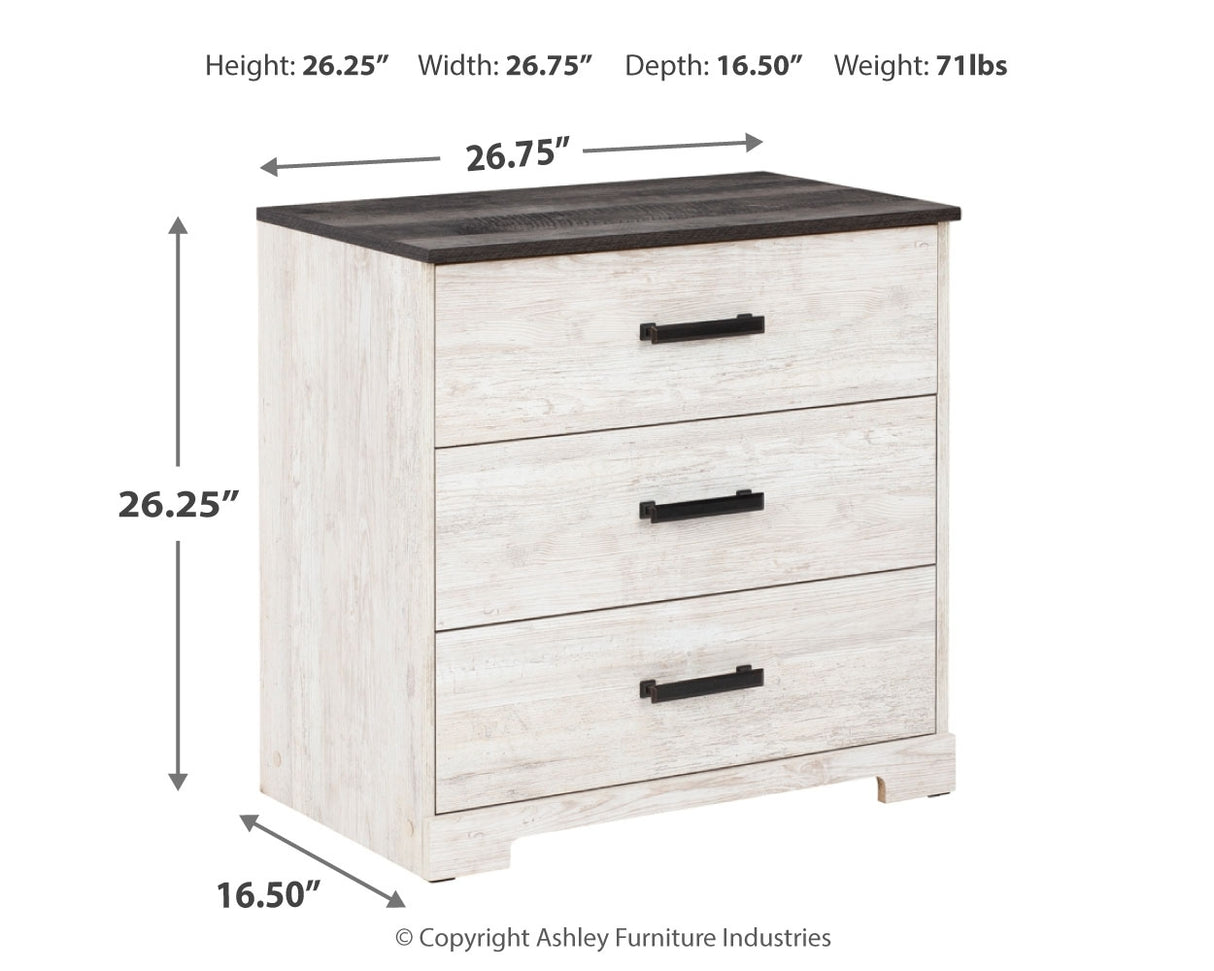 Shawburn Full Panel Headboard Bed with Dresser and 2 Nightstands in Whitewash - PKG009341