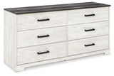 Shawburn Full Panel Headboard with Dresser, Chest and 2 Nightstands in Whitewash - PKG016207