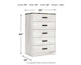 Shawburn Full Panel Headboard with Dresser, Chest and Nightstand in Whitewash - PKG016206