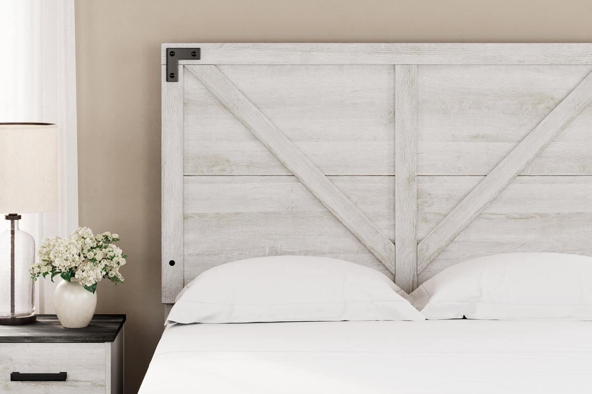 Shawburn Full Panel Headboard with Dresser in Whitewash - PKG016202