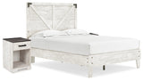 Shawburn Full Panel Platform Bed with 2 Nightstands in White/Dark Charcoal Gray - PKG016232