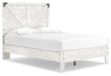 Shawburn Full Panel Platform Bed with 2 Nightstands in White/Dark Charcoal Gray - PKG016232