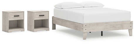 Shawburn Full Platform Bed with 2 Nightstands in Whitewash - PKG020650