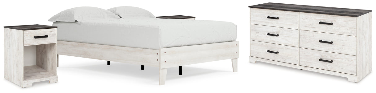 Shawburn Full Platform Bed with Dresser and 2 Nightstands in Whitewash - PKG016214