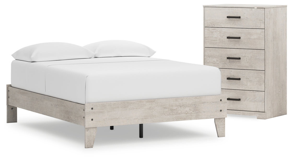 Shawburn Full Platform Bed with Dresser and Chest in Whitewash - PKG020648