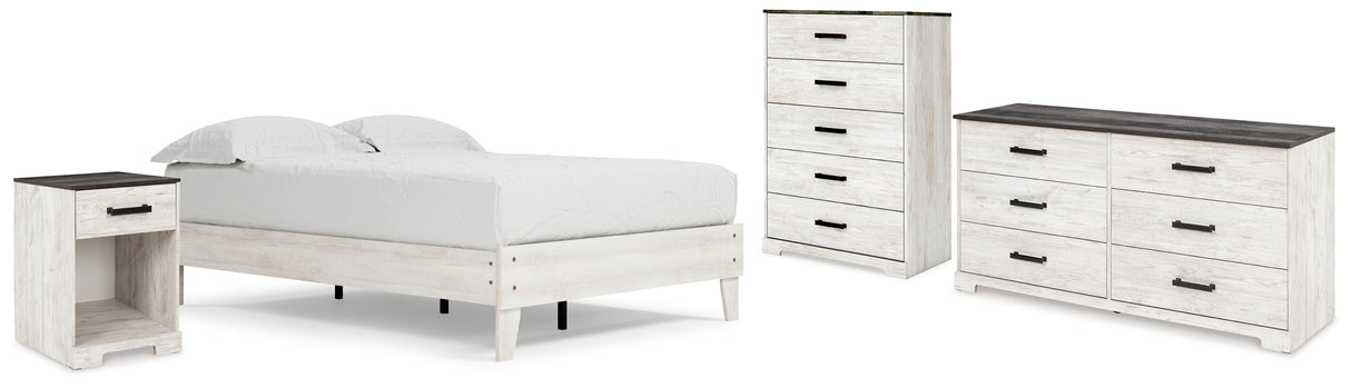 Shawburn Full Platform Bed with Dresser, Chest and Nightstand in Whitewash - PKG016222