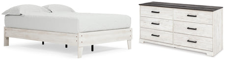 Shawburn Full Platform Bed with Dresser in Whitewash - PKG016208