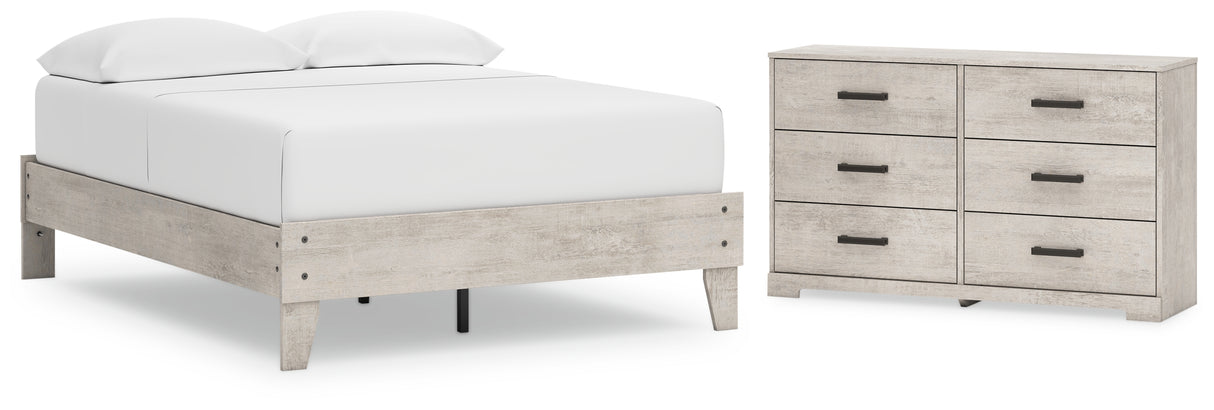 Shawburn Full Platform Bed with Dresser in Whitewash - PKG020644