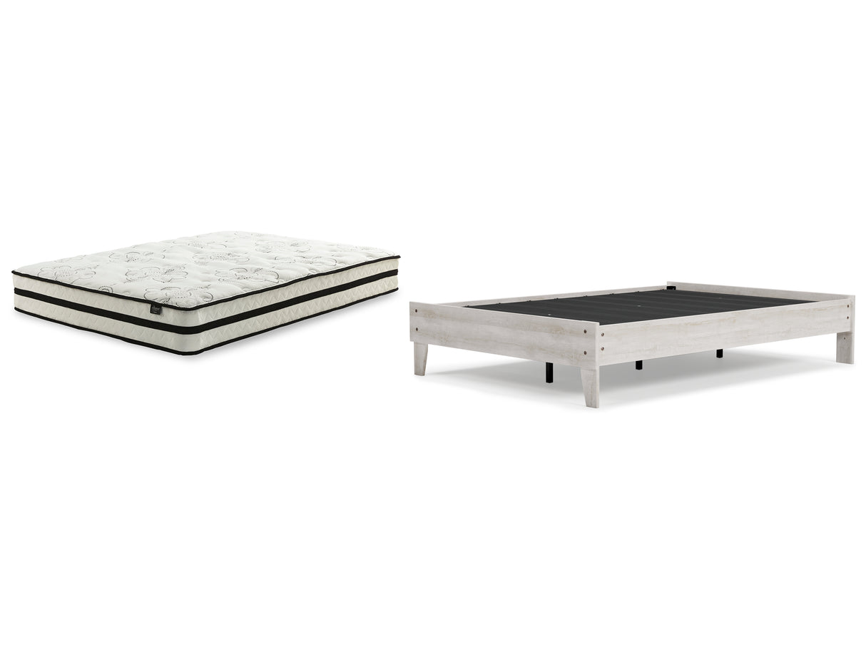 Shawburn Full Platform Bed with Mattress in Whitewash - PKG018352