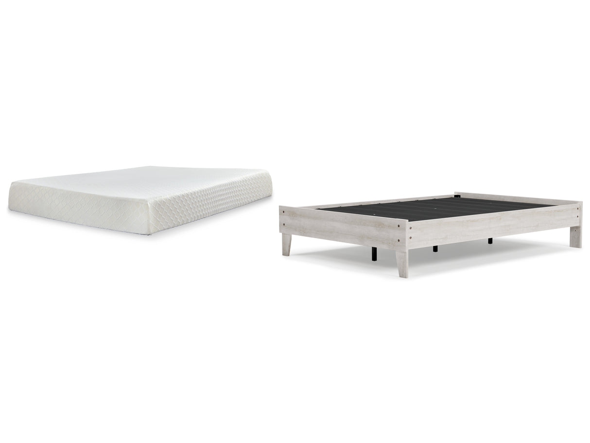 Shawburn Full Platform Bed with Mattress in Whitewash - PKG018354