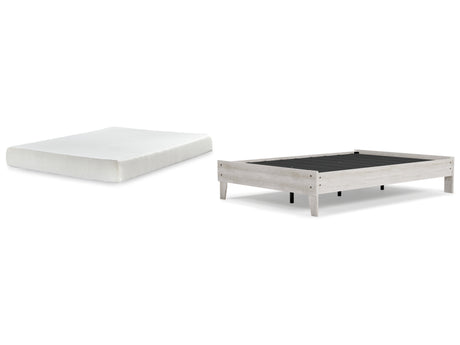 Shawburn Full Platform Bed with Mattress in Whitewash - PKG018355