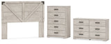 Shawburn Queen Crossbuck Panel Headboard with Dresser and Chest in Whitewash - PKG020641