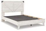 Shawburn Queen Panel Platform Bed with 2 Nightstands in White/Dark Charcoal Gray - PKG016203