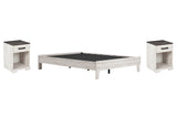 Shawburn Queen Platform Bed with 2 Nightstands in Whitewash - PKG012195