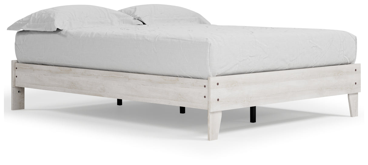 Shawburn Queen Platform Bed with 2 Nightstands in Whitewash - PKG016204