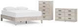 Shawburn Queen Platform Bed with Dresser and Chest in Whitewash - PKG020655