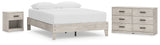 Shawburn Queen Platform Bed with Dresser and Nightstand in Whitewash - PKG020654