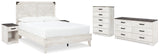 Shawburn Queen Platform Bed with Dresser, Chest and 2 Nightstands in White/Dark Charcoal Gray - PKG016201