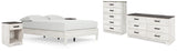 Shawburn Queen Platform Bed with Dresser, Chest and 2 Nightstands in Whitewash - PKG016195