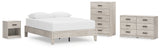 Shawburn Queen Platform Bed with Dresser, Chest and Nightstand in Whitewash - PKG020656