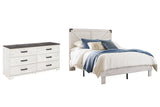 Shawburn Queen Platform Bed with Dresser in White/Dark Charcoal Gray - PKG009332