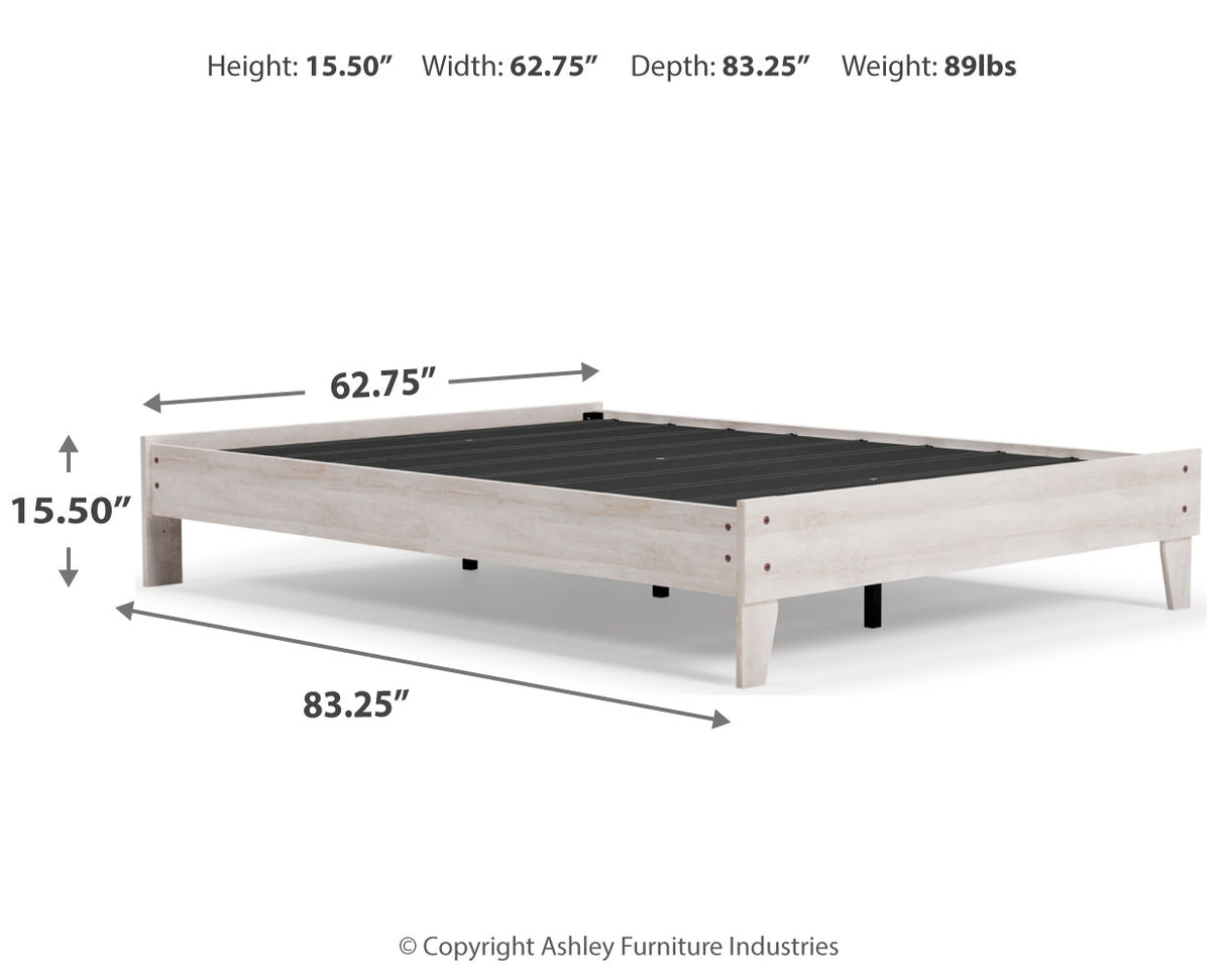 Shawburn Queen Platform Bed with Dresser in Whitewash - PKG009324