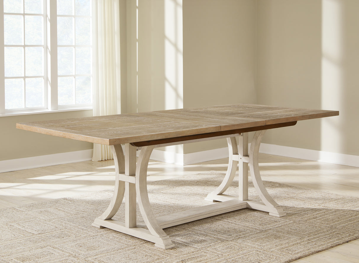 Shaybrock Antique White/Brown Dining Extension Table - D683-35