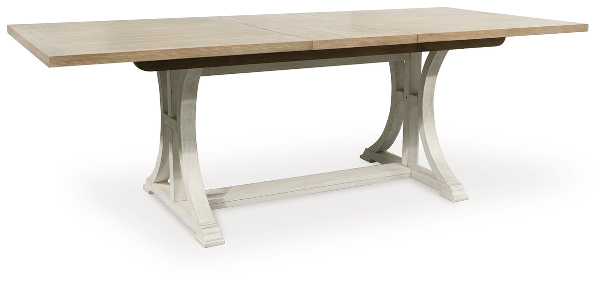 Shaybrock Antique White/Brown Dining Extension Table - D683-35