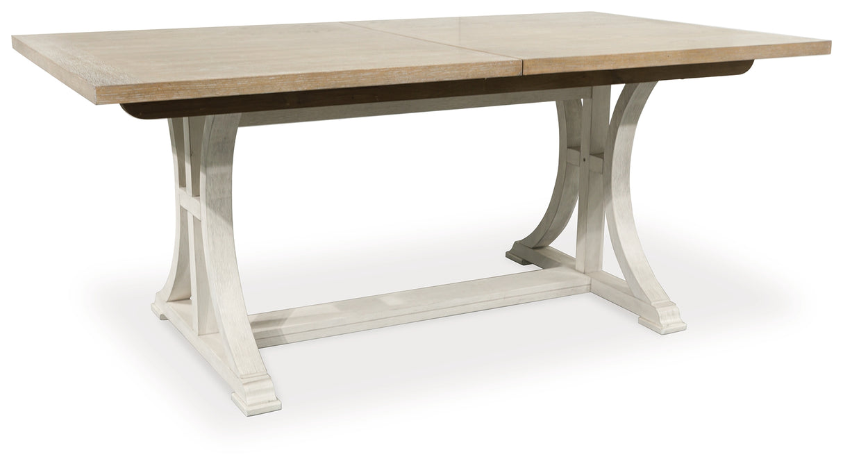 Shaybrock Antique White/Brown Dining Extension Table - D683-35