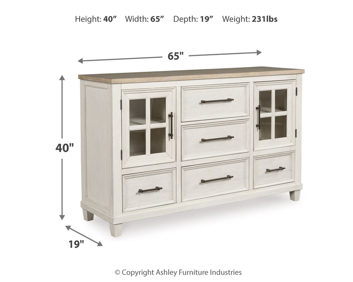 Shaybrock California King Panel Bed with Dresser in Antique White from Ashley - Luna Furniture