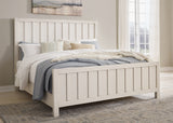 Shaybrock California King Panel Bed with Mirrored Dresser in Antique White from Ashley - Luna Furniture