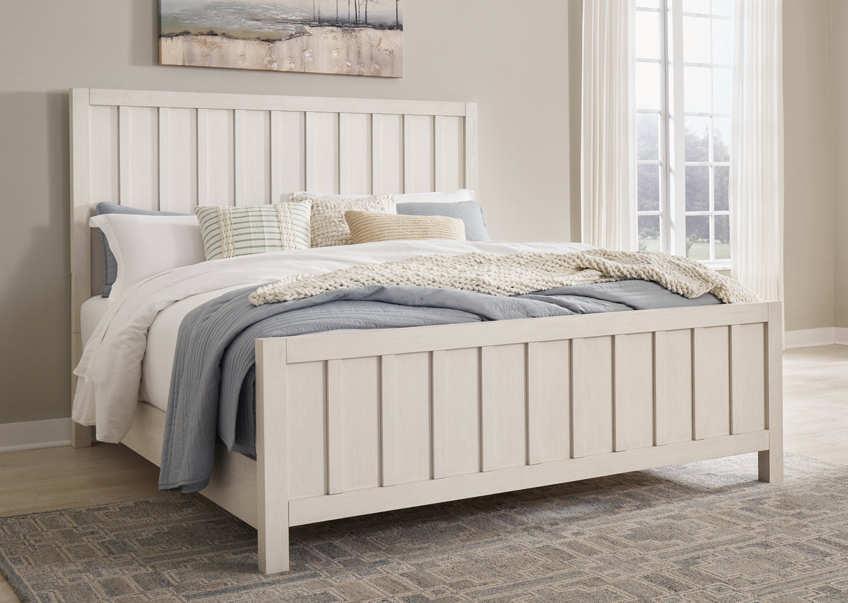 Shaybrock King Panel Bed with Dresser and 2 Nightstands in Antique White from Ashley - Luna Furniture