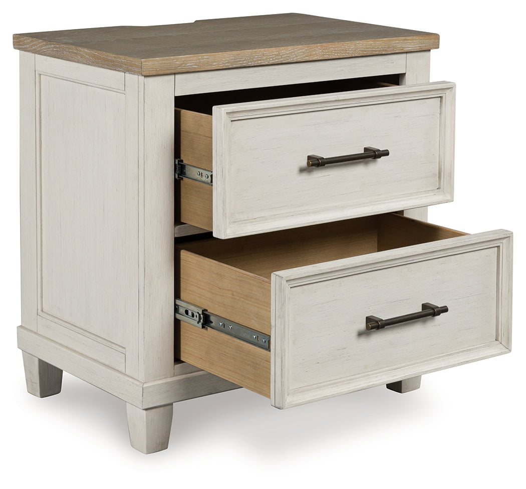 Shaybrock King Panel Bed with Mirrored Dresser and 2 Nightstands in Antique White from Ashley - Luna Furniture