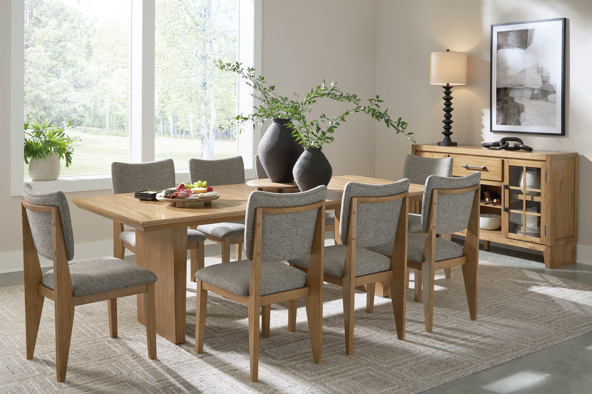 Sherbana Dining Table and 8 Chairs in Light Brown from Ashley - Luna Furniture