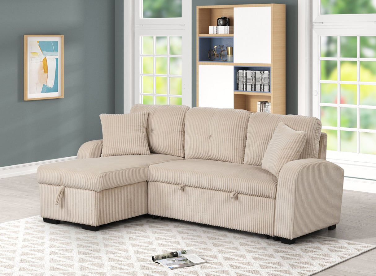 Silvia Beige 2-Piece Sectional With Pull-Out Bed from Happy Homes - Luna Furniture