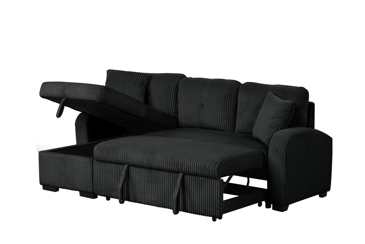 Silvia Black 2-Piece Sectional With Pull-Out Bed from Happy Homes - Luna Furniture