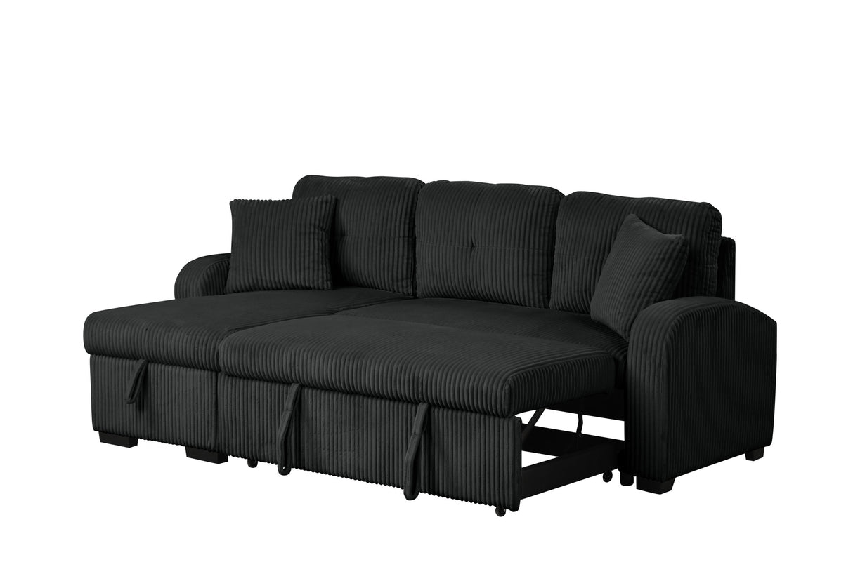 Silvia Black 2-Piece Sectional With Pull-Out Bed from Happy Homes - Luna Furniture