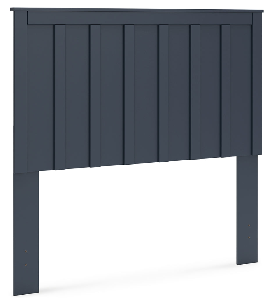 Simmenfort Full Panel Headboard with 2 Nightstands in Navy Blue - PKG020615