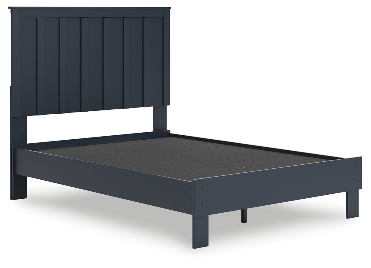 Simmenfort Full Panel Headboard with 2 Nightstands in Navy Blue - PKG020615