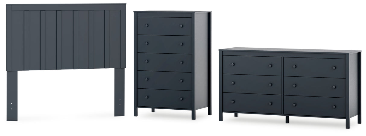 Simmenfort Full Panel Headboard with Dresser and Chest in Navy Blue from Ashley - Luna Furniture