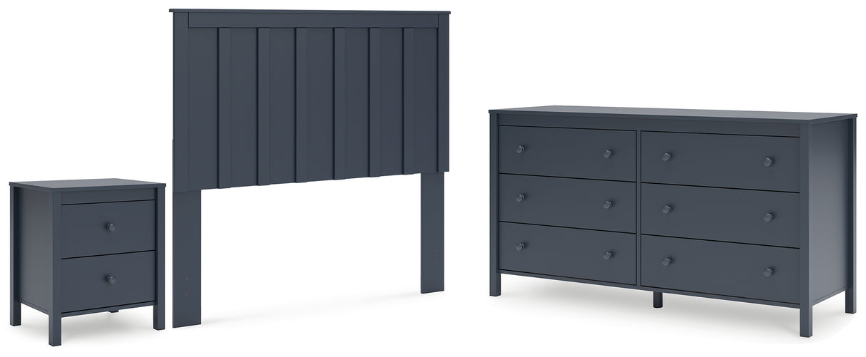 Simmenfort Full Panel Headboard with Dresser and Nightstand in Navy Blue - PKG020612