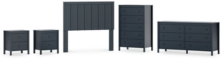 Simmenfort Full Panel Headboard with Dresser, Chest and 2 Nightstands in Navy Blue from Ashley - Luna Furniture