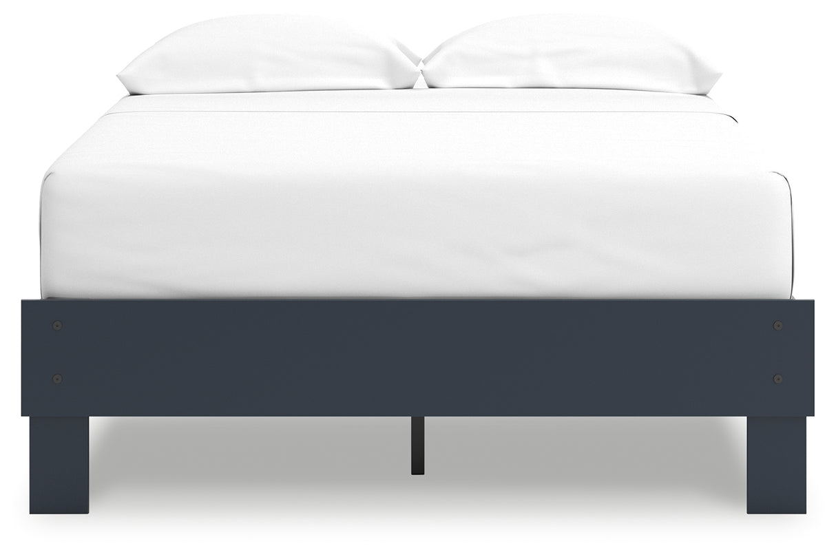 Simmenfort Full Platform Bed with 2 Nightstands in Navy Blue from Ashley - Luna Furniture