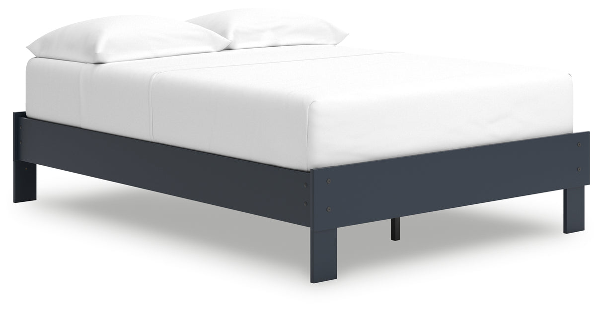 Simmenfort Full Platform Bed with 2 Nightstands in Navy Blue from Ashley - Luna Furniture