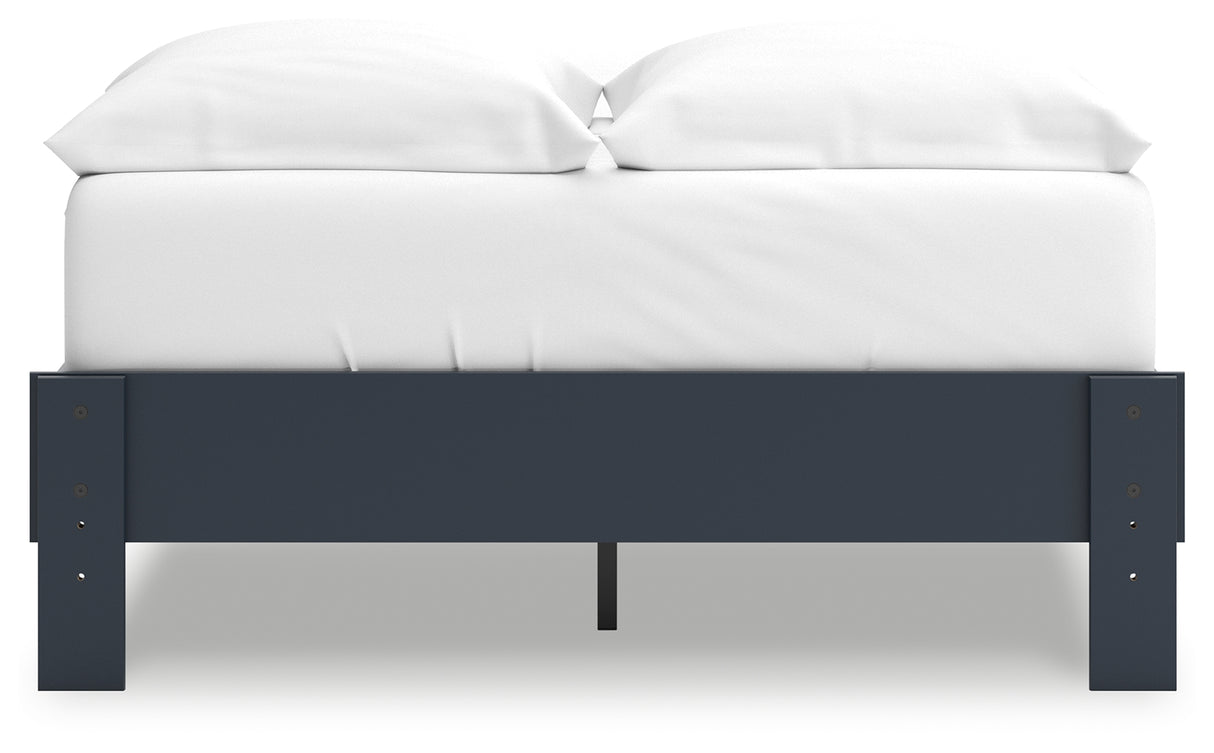 Simmenfort Full Platform Bed with 2 Nightstands in Navy Blue from Ashley - Luna Furniture